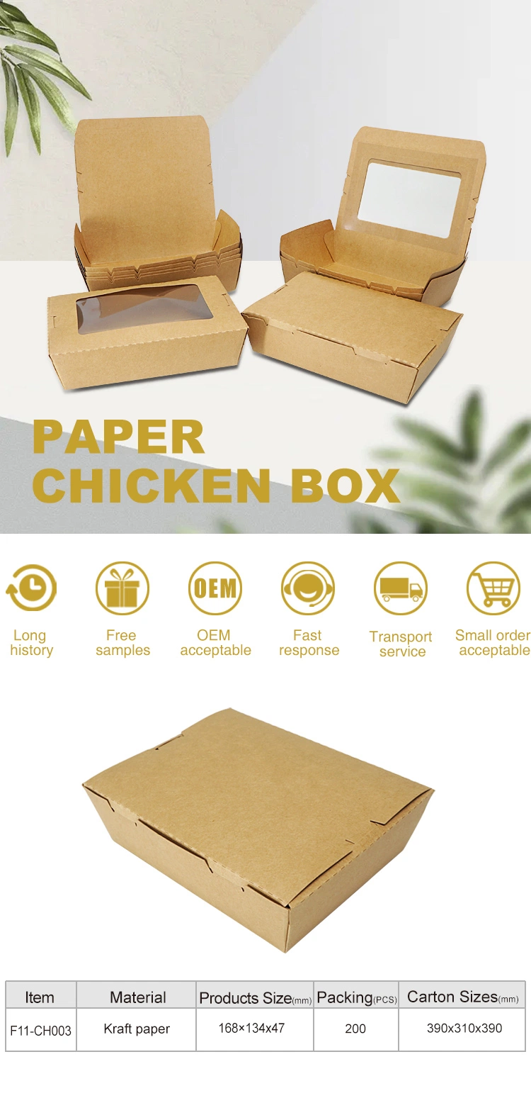 Paper Fast Food Package Box Disposable Food Packaging Kraft Paper Fruit Salad Box with Clear Pet Window for Sushi and Salad