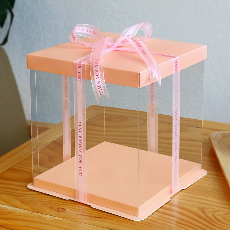 Wholesale Section Transparent Packing Box for Cake Shape Customised Luxury Pink White Black Clear Tall Wedding Birthday Holiday Cake Shaped Packaning Gift Boxes