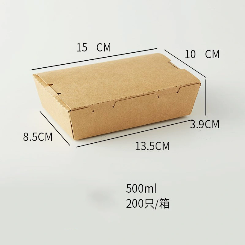 Disposable Food Packaging Kraft Paper Salad Box with Clear Anti Fog Pet Window for Sushi and Salad